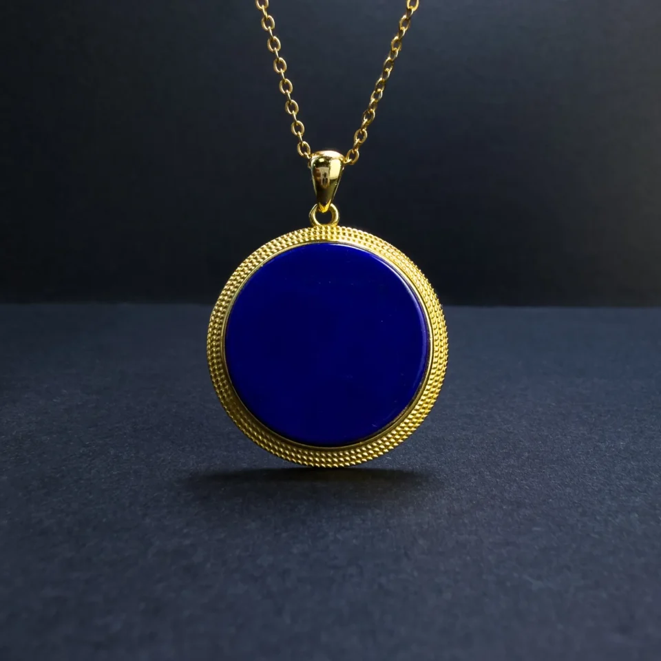 Natural Imperial-Grade Round Lapis Lazuli Pendant