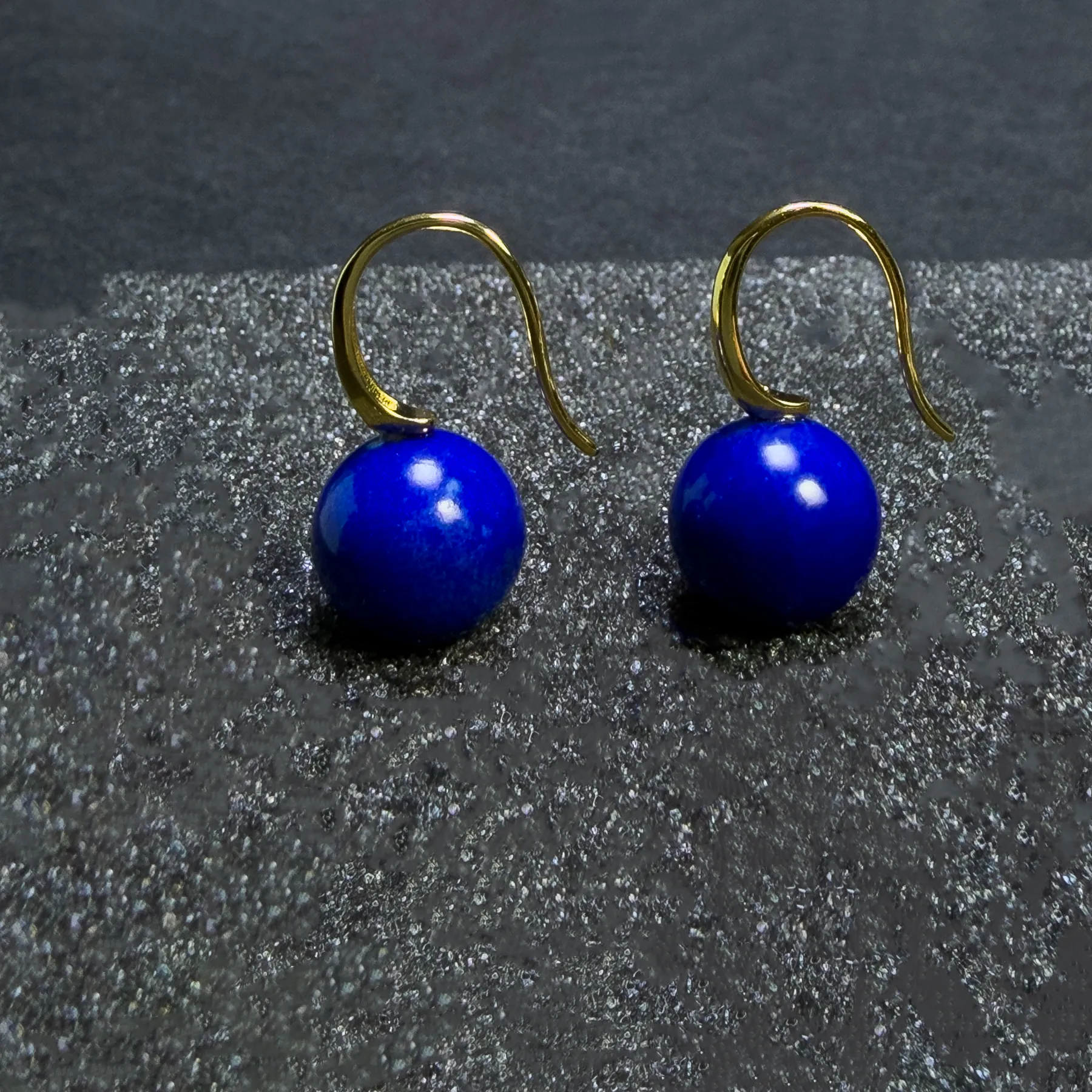 Standing lapis lazuli earrings with upright gold-plated S925 silver hooks