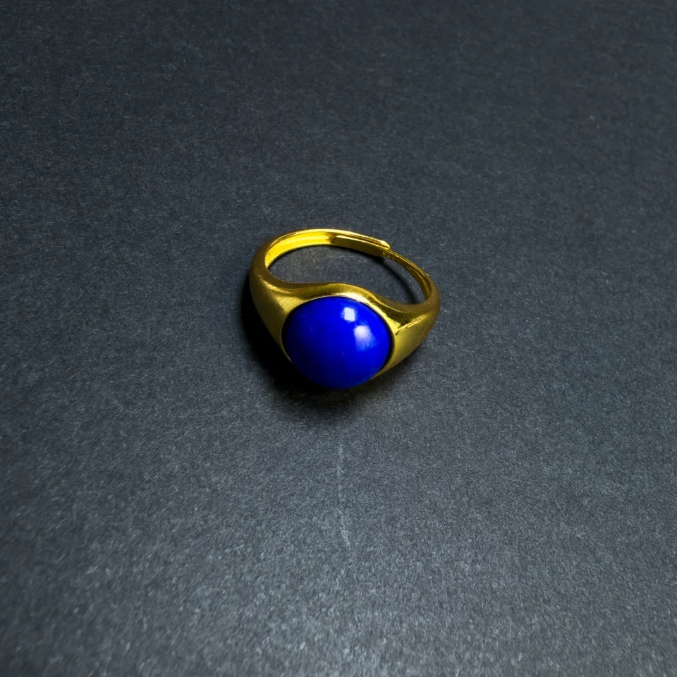 Imperial Lapis Lazuli Adjustable Gold-Plated Silver Ring