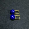 Angled imperial-blue lapis leverback earrings in gold-plated silver
