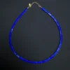 Imperial lapis lazuli necklace in a rounded layout with clasp at the top