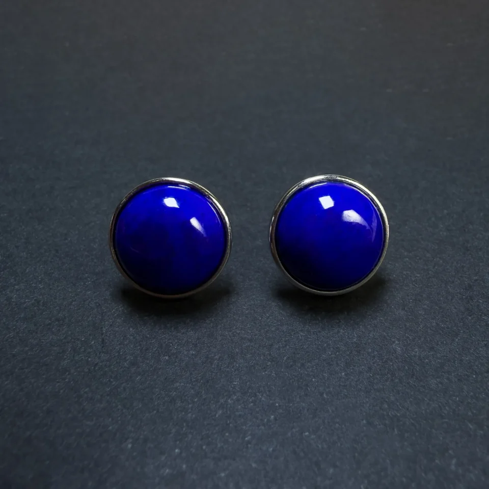 Imperial Lapis Lazuli Bezel-Set Stud Earrings