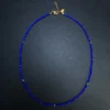 Gold-plated sterling silver lobster clasp and extender on a lapis necklace