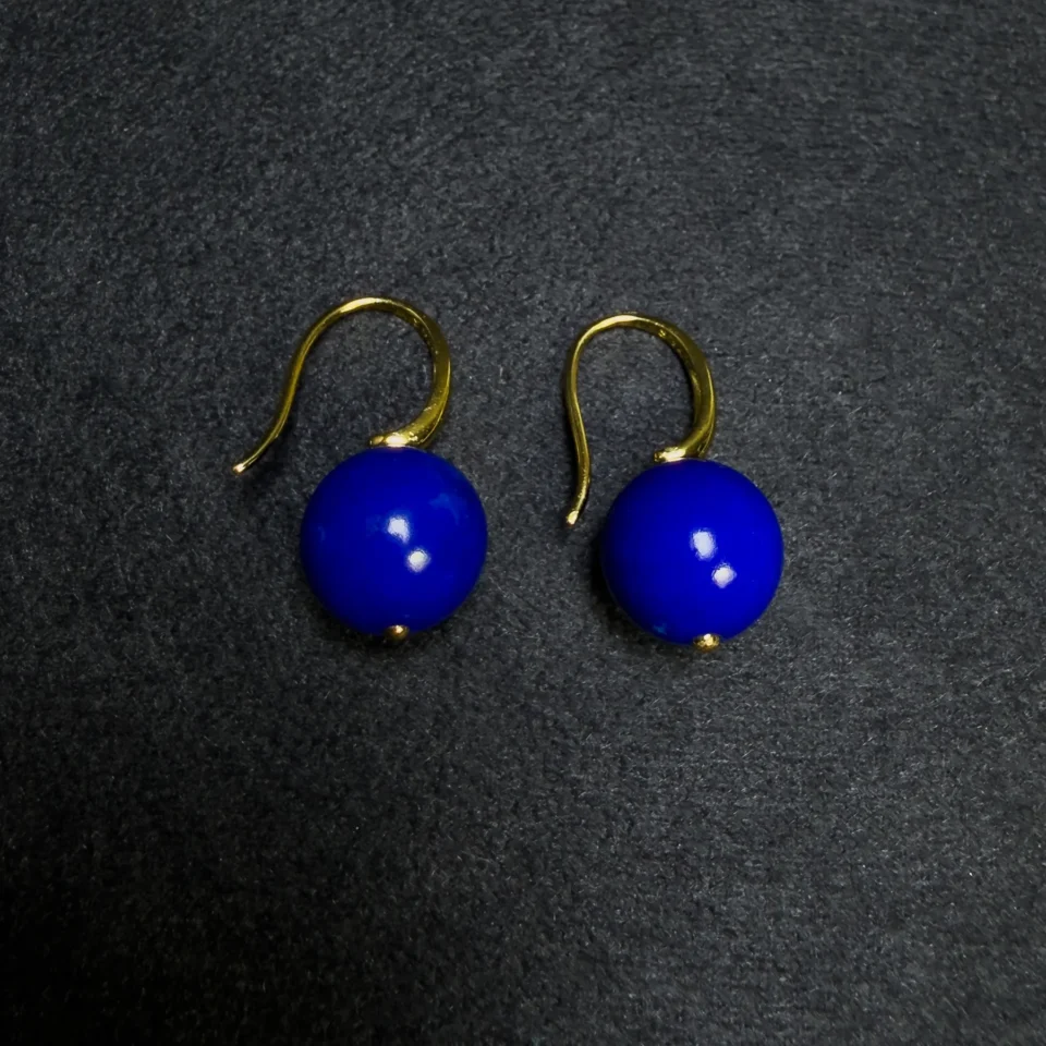 Natural Afghan Lapis Lazuli Bead Drop Earrings