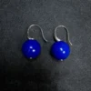 Close natural lapis lazuli earrings with curved S925 silver ear wires