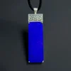 Royal-blue rectangular lapis lazuli pendant with fine pyrite pattern