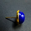 Single lapis lazuli stud side view with S925-marked gold-tone post