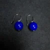 Sterling silver lapis lazuli bead earrings with deep-blue round stones