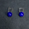 Sterling silver lapis lazuli leverback earrings with round imperial-blue beads