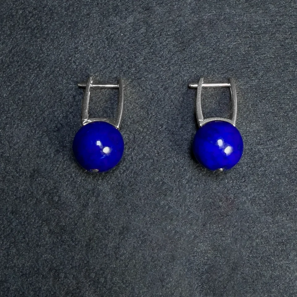 Sterling Silver Lapis Lazuli Leverback Earrings