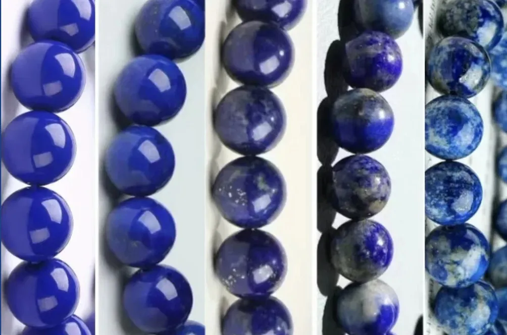 Lapis lazuli color value comparison from saturated royal blue to pale and grayish blue
