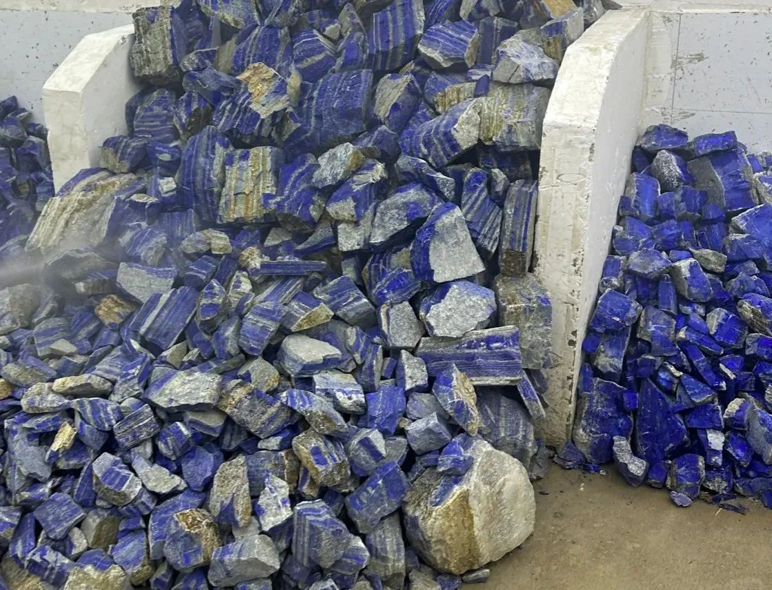 Lapis Lazuli Rough Stones Photographed On-Site at an Afghan Mine Warehouse