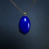 Royal-blue oval lapis lazuli pendant with smooth polished surface
